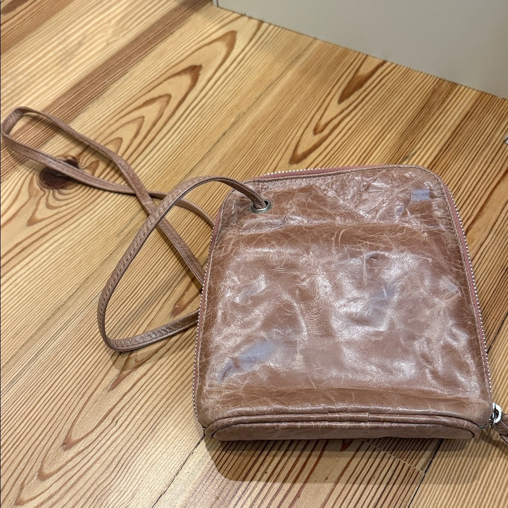 Latico rose/tan leather crossbody bag